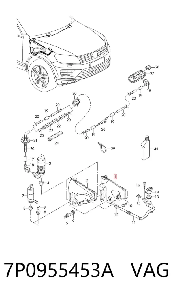 Tanque de fluido para lavador de vidro Volkswagen Touareg II