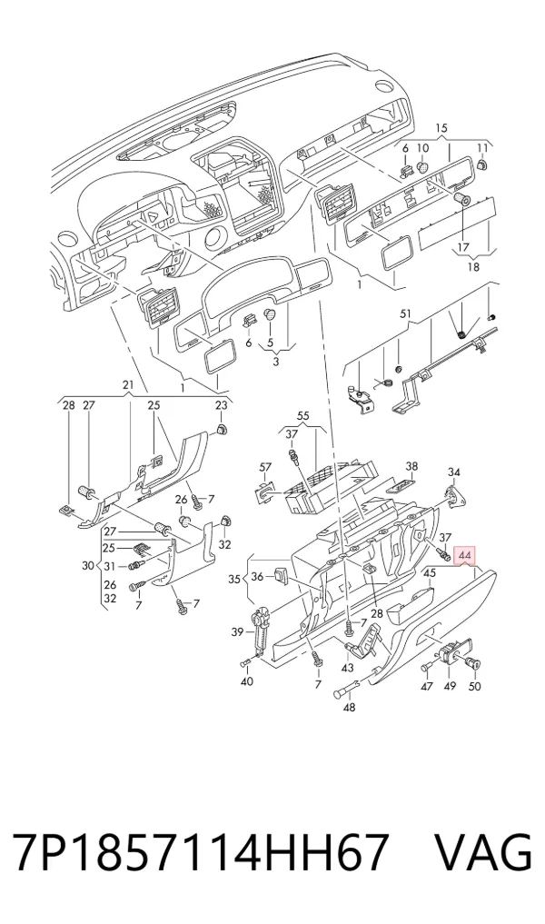 Tampa da caixa para luvas (porta-luvas) Volkswagen Touareg II