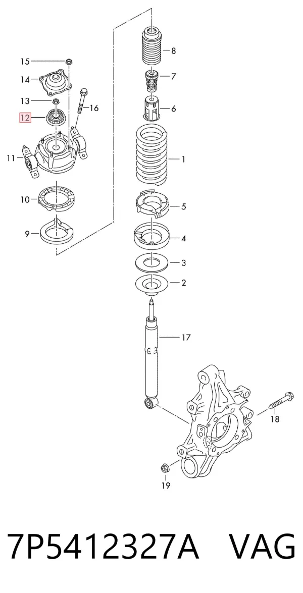 Suporte de amortecedor traseiro 7P5412327A VAG