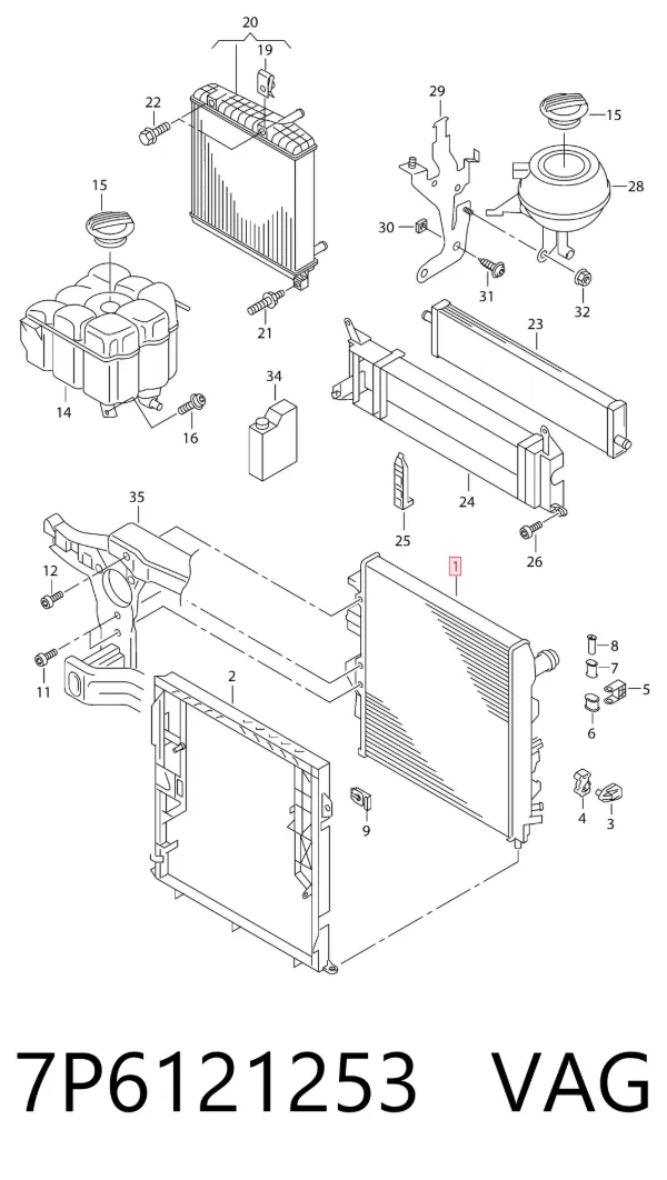 Radiador de esfriamento de motor X2222 HELLA