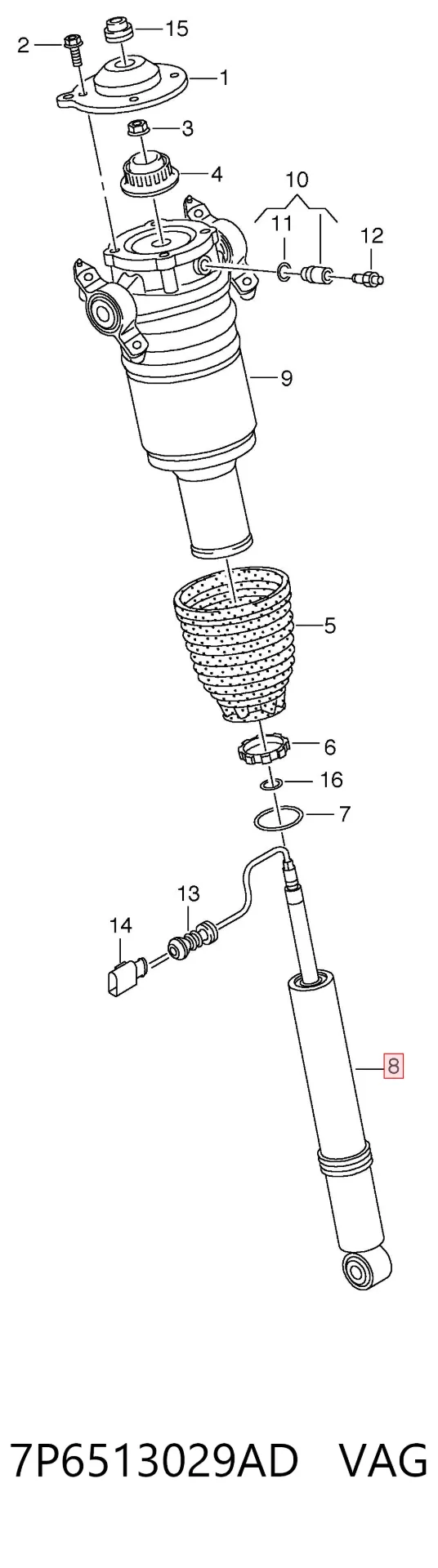 Amortecedor traseiro 7P6513029AD VAG
