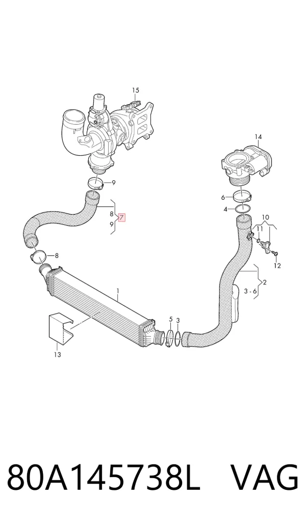 Mangueira (cano derivado) de intercooler 80A145738L VAG