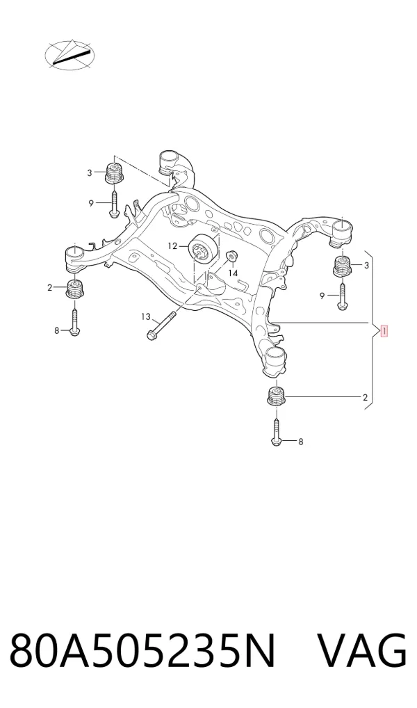 Viga de suspensão traseira (plataforma veicular) Audi Q5 FYB, FYG
