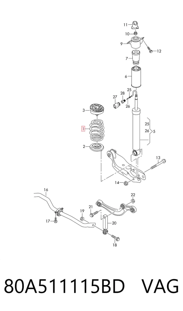 Mola traseira 80A511115BD VAG