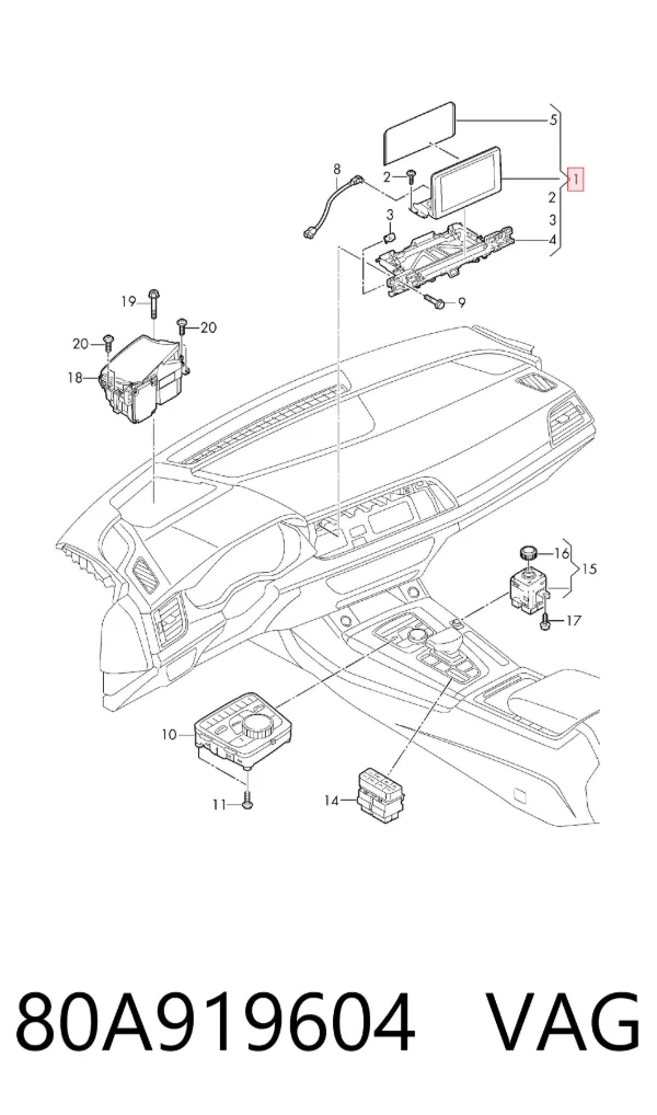 Mostrador multifuncional 80A919604 VAG