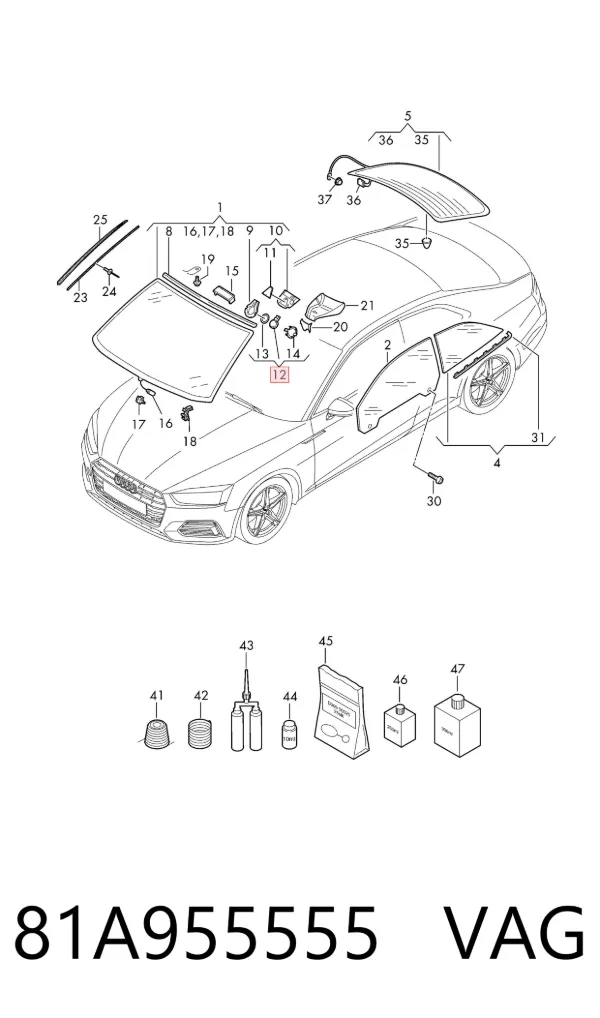 Sensor de chuva 81A955555 VAG