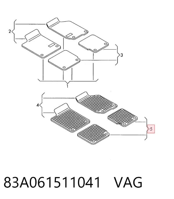 Tapetes dianteiros + traseiros, kit 83A061511041 VAG