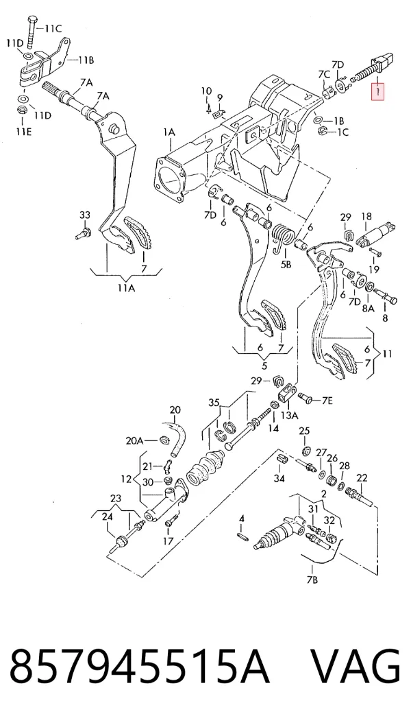 Sensor de ativação do sinal de parada 857945515A VAG