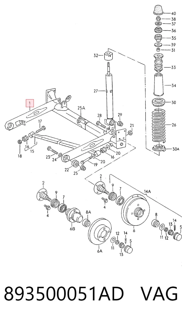Viga de suspensão traseira (plataforma veicular) Audi 80 B3