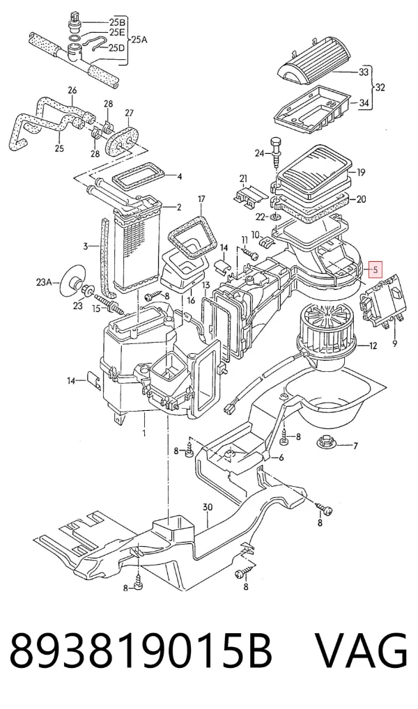 Motor de ventilador de forno (de aquecedor de salão) 893819015B VAG