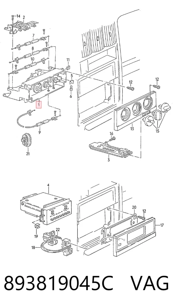 Unidade de controlo dos modos de aquecimento/condicionamento Audi 80 B3