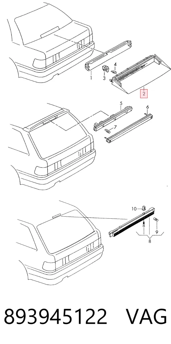 Sinal de parada traseiro adicional Audi 80 B3
