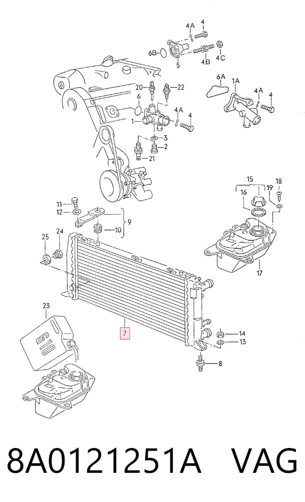 Radiador de esfriamento de motor 8A0121251A VAG