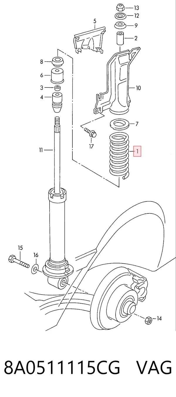 Mola traseira 8A0511115CG VAG