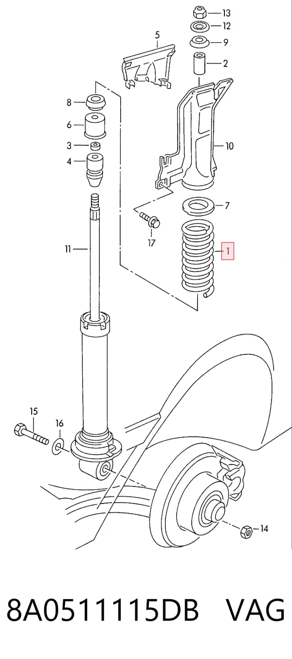 Mola traseira 8A0511115DB VAG