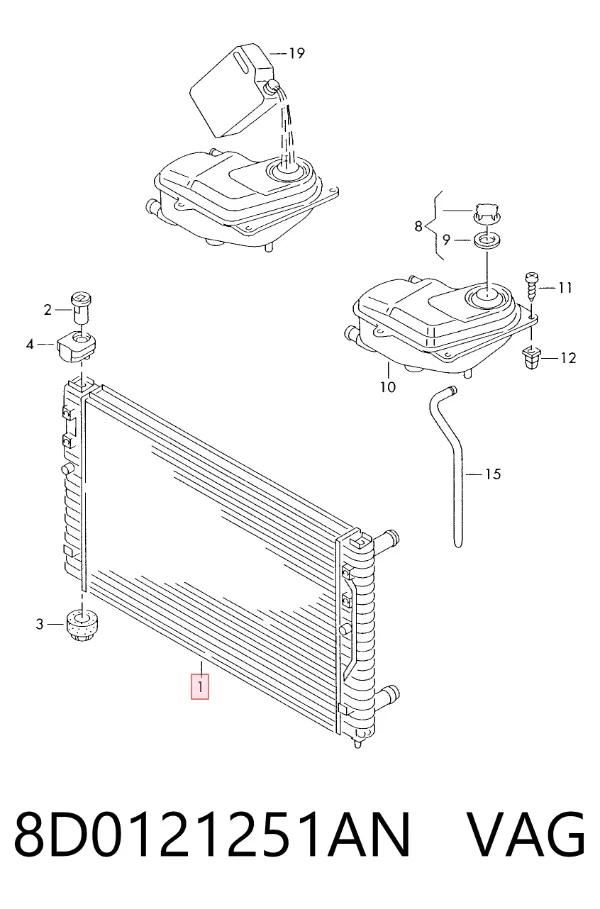Radiador de esfriamento de motor 8D0121251AN VAG