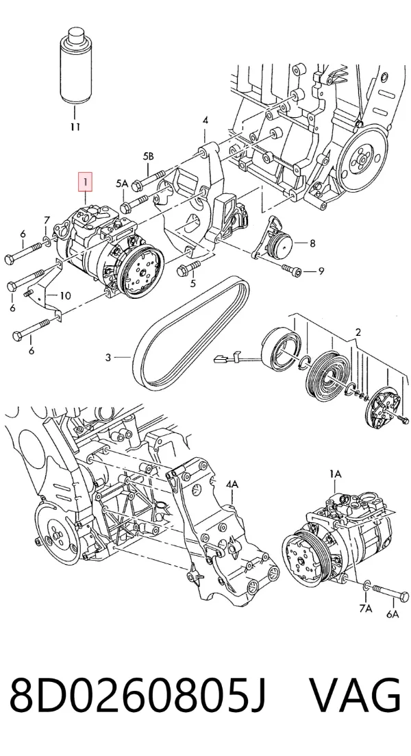 Compressor de aparelho de ar condicionado 8D0260805J VAG