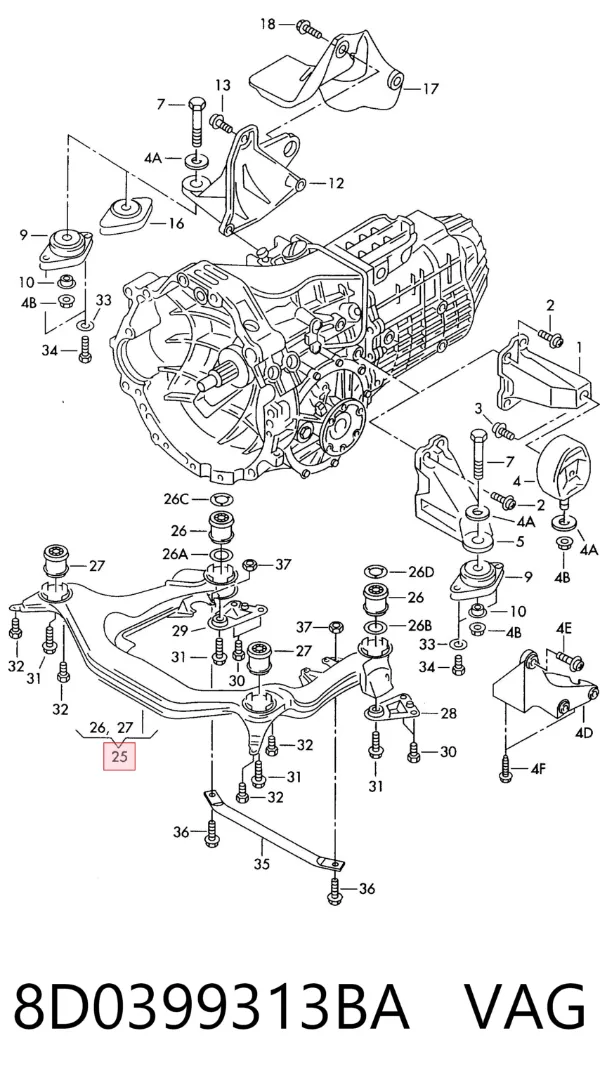 Viga de suspensão dianteira (plataforma veicular) Skoda SuperB I