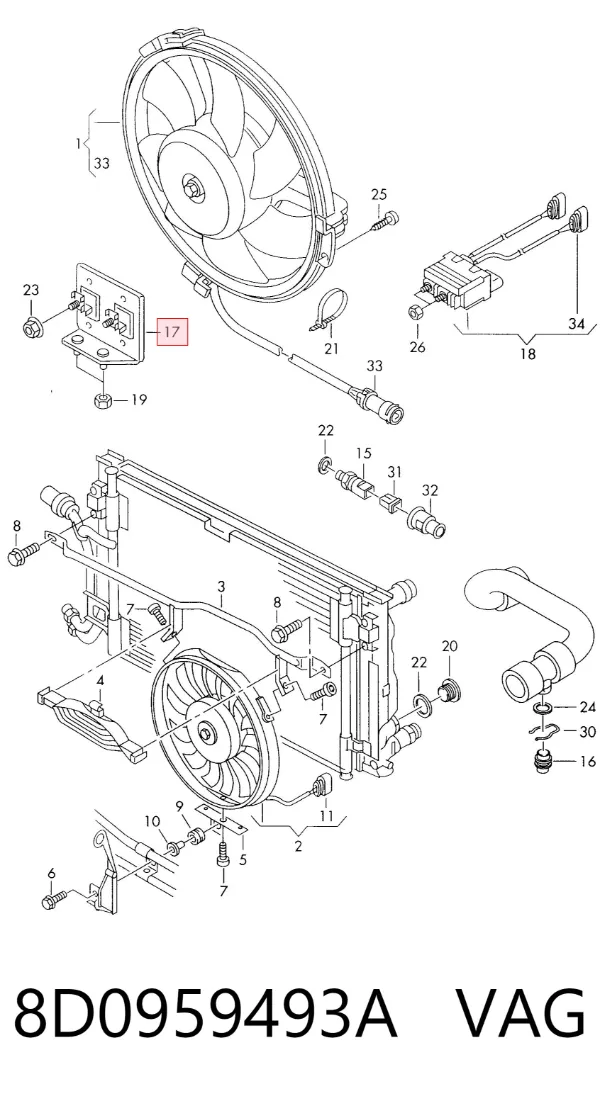 Resistor de motorzinho de ventilador de aparelho de ar condicionado 8D0959493A VAG