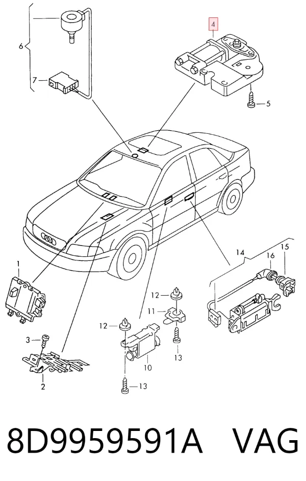Motor de acionamento de alcapão 8D9959591A VAG