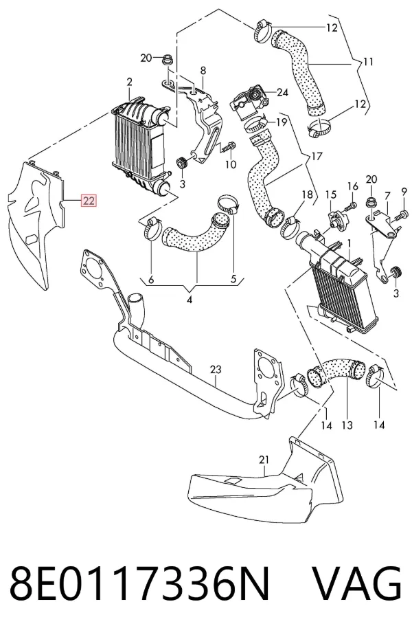 Difusor de intercooler 8E0117336N VAG