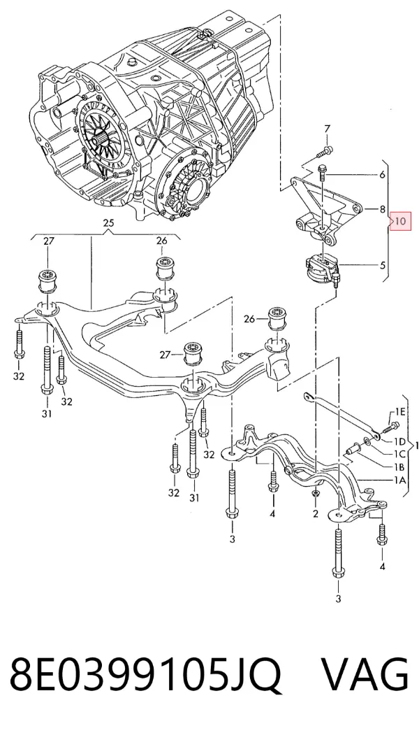 Coxim de transmissão (suporte da caixa de mudança) 8E0399105JQ VAG