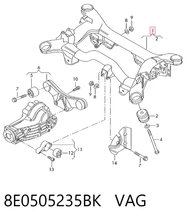 Viga de suspensão traseira (plataforma veicular) 8E0505235BK VAG