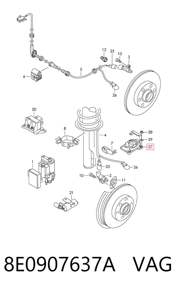 Sensor de aceleração transversal (ESP) 8E0907637A VAG