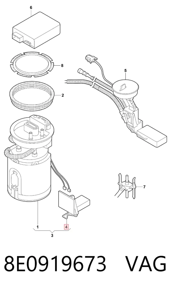 Sensor do nível de combustível no tanque 8E0919673 VAG