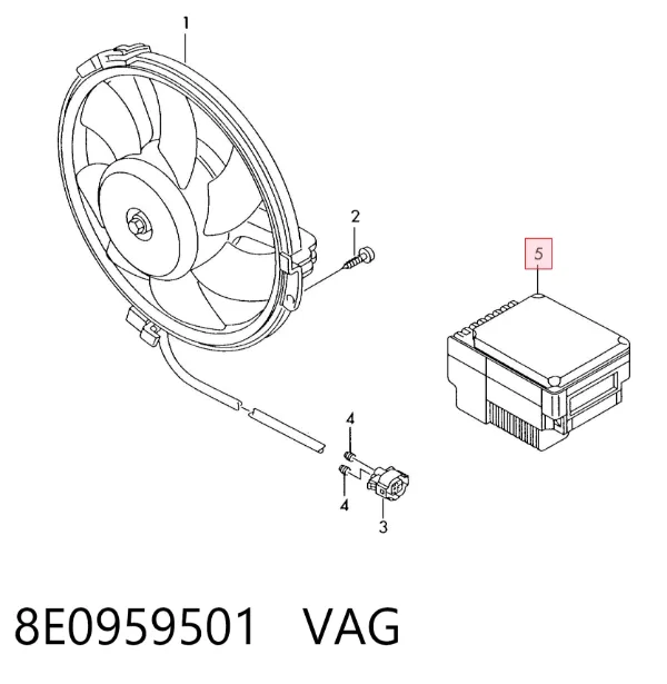 Regulador de revoluções de ventilador de esfriamento (unidade de controlo) 8E0959501 VAG