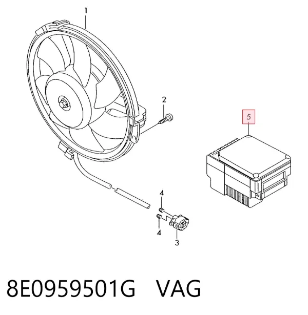 Regulador de revoluções de ventilador de esfriamento (unidade de controlo) 8E0959501G VAG