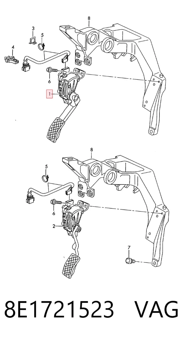 Pedal de gás (de acelerador) 8E1721523 VAG