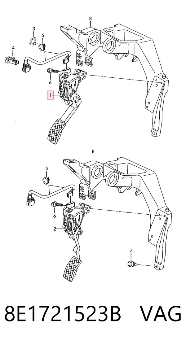 Pedal de gás (de acelerador) 8E1721523B VAG