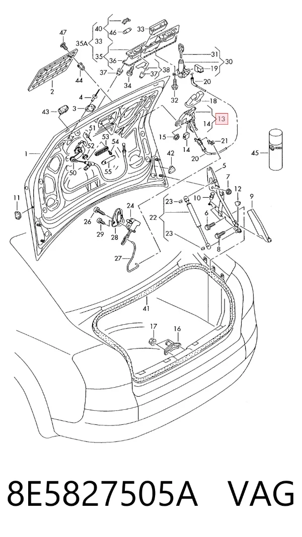 Fecho de tampa de porta-malas (de 3ª/5ª porta traseira) Audi A4 B6