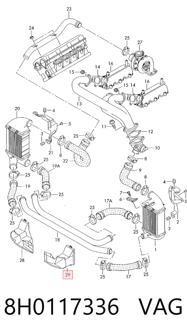 Difusor de intercooler 8H0117336 VAG