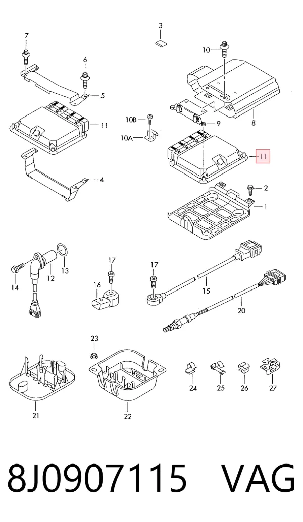 Módulo de direção (Centralina eletrônica) de motor Audi TT 8J3