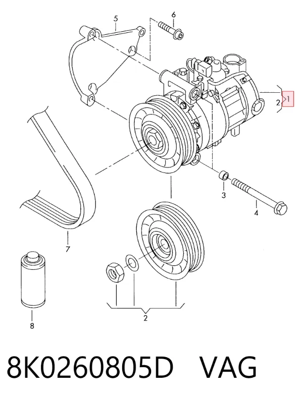 Compressor de aparelho de ar condicionado 8K0260805D VAG