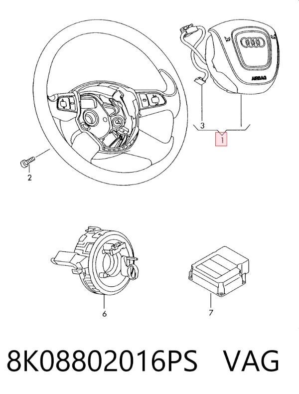 Cinto de segurança (AIRBAG) de condutor 8K08802016PS VAG
