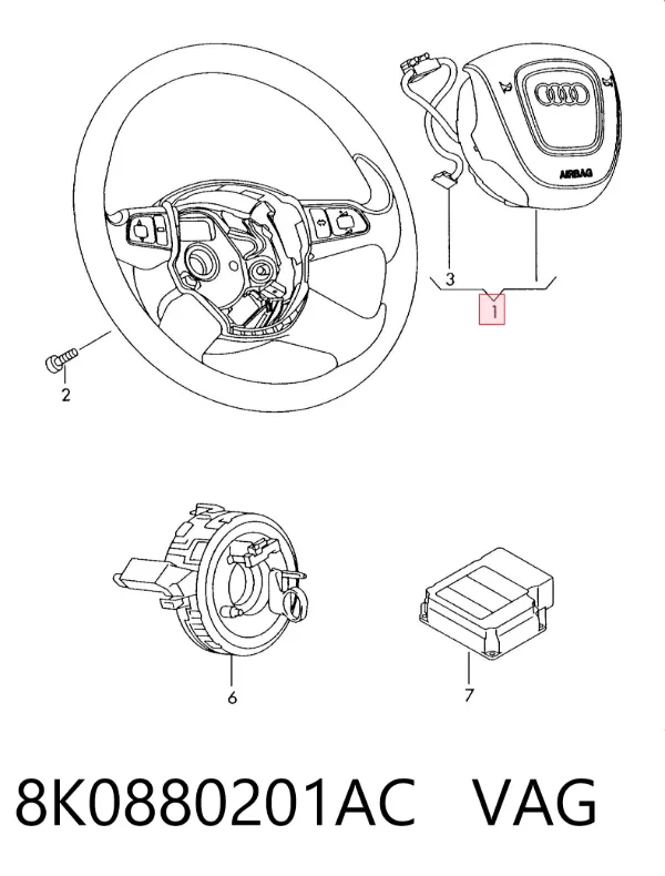 Cinto de segurança (AIRBAG) de condutor 8K0880201AC VAG