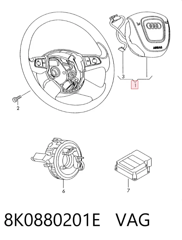 Cinto de segurança (AIRBAG) de condutor 8K0880201E VAG