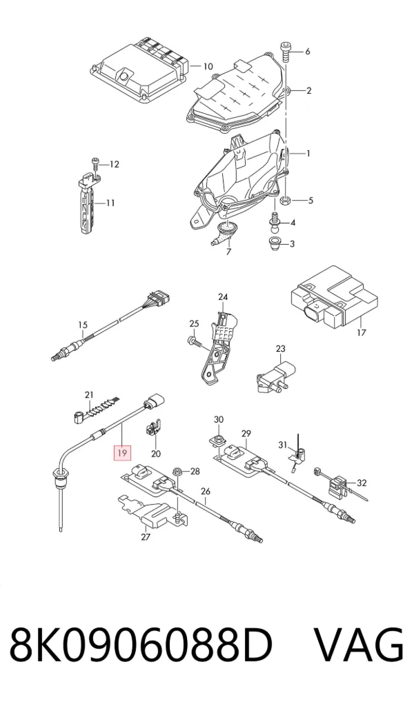Sensor de temperatura dos gases de escape (GE), depois de filtro de partículas diesel 8K0906088D VAG
