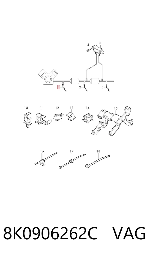 Sonda lambda, sensor de oxigênio até o catalisador 8K0906262C VAG