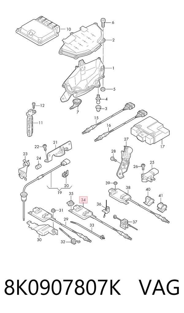Sensor de óxidos de nitrogênio NOX 8K0907807K VAG