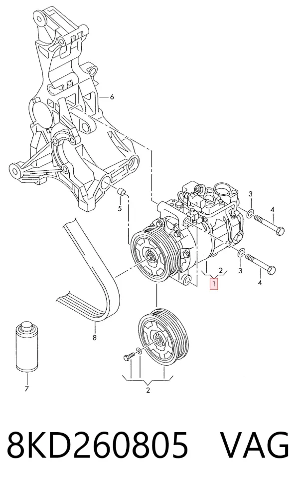 Compressor de aparelho de ar condicionado 8KD260805 VAG