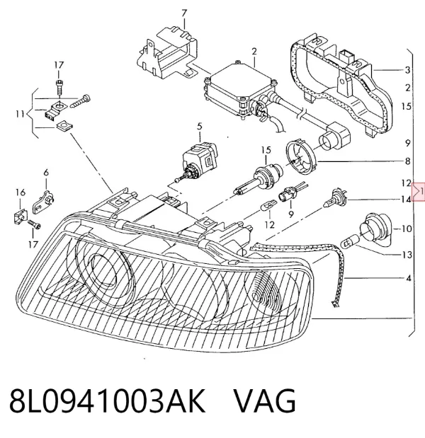 Luz esquerda 8L0941003AK VAG