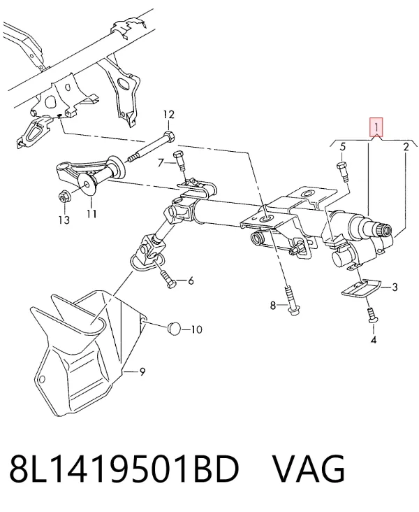 Coluna da direção 8L1419501BD VAG