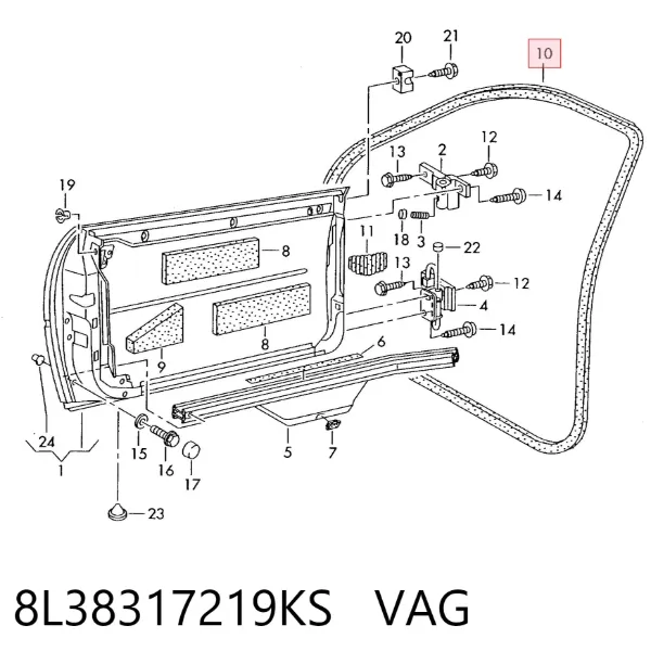 Compactador da porta dianteira (na porta) 8L38317219KS VAG