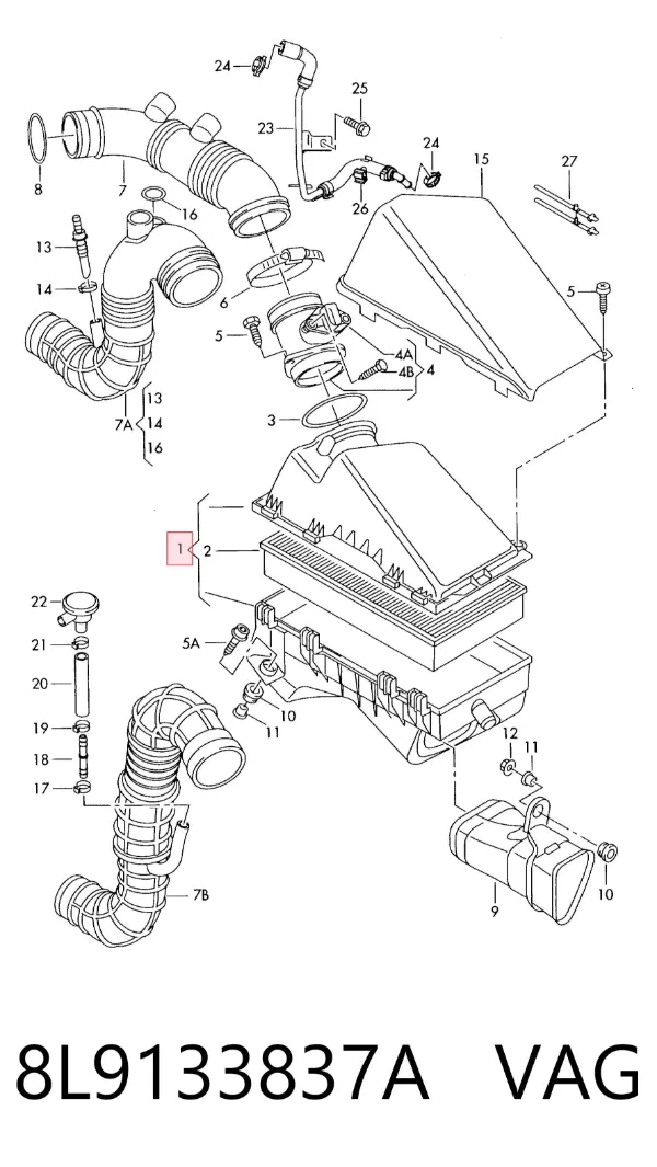 Caixa de filtro de ar Audi TT 8N9
