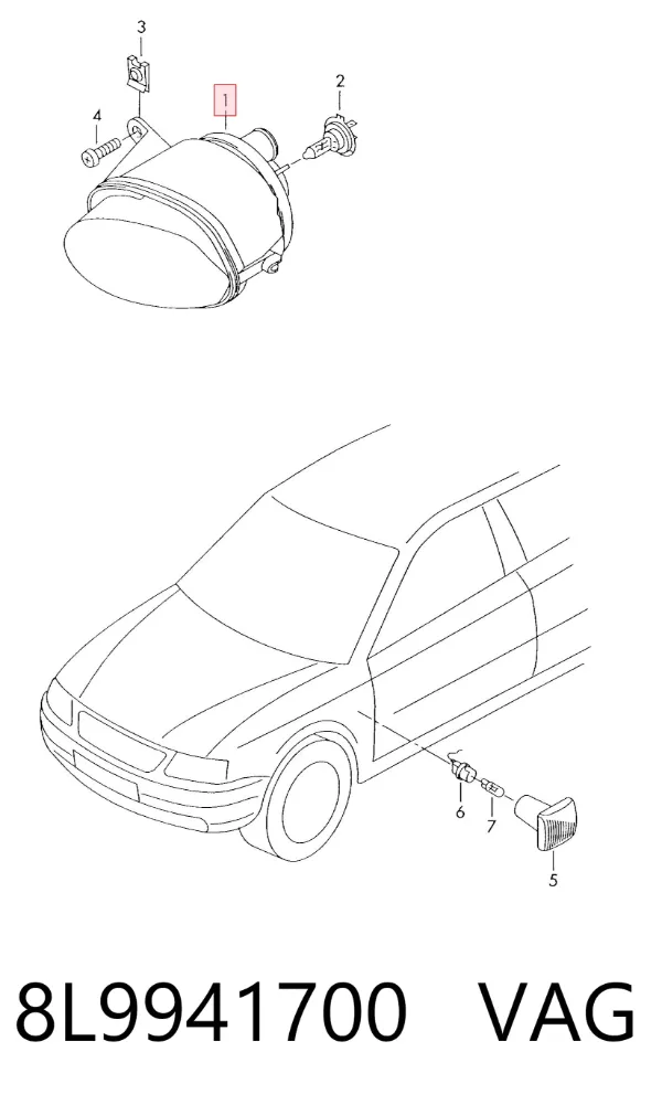 Luzes de nevoeiro direitas 8L9941700 VAG
