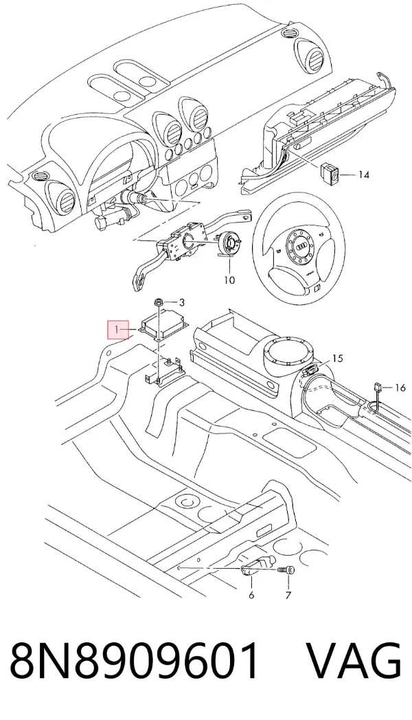 Cinto de segurança (AIRBAG) de condutor 8N8909601 VAG